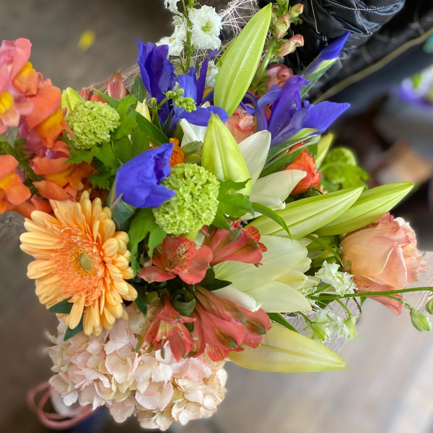 This is a sample of our custom floral bouquets. You can call the shop to order your custom flower bouquet
